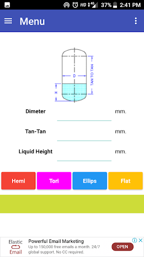 Tank Partial Volume Calculator Screen 3