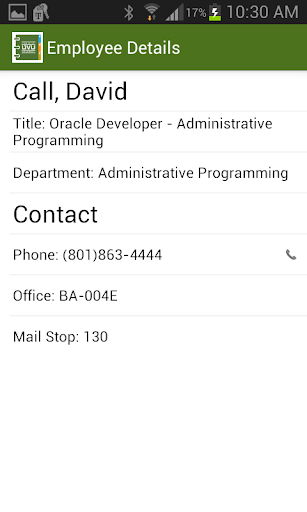 UVU PhoneBook Screen 2