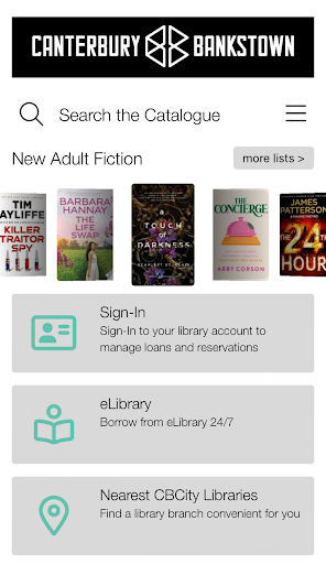 Android application Canterbury Bankstown Library screenshort