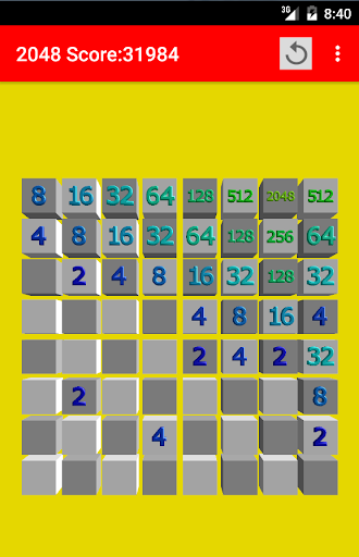 2048 3D - The powers of Two Screen 3