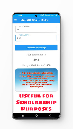 SGPA to Percentage for MAKAUT Screen 3