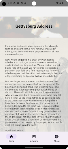 Android application Gettysburg Address screenshort