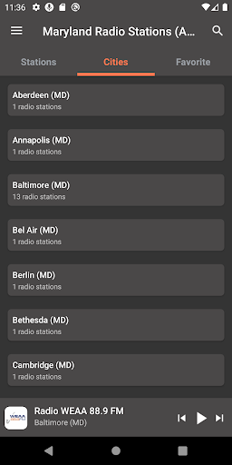 Maryland Radio Stations Screen 2