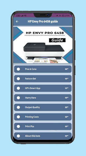 Android application HP Envy Pro 6458 guide screenshort