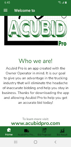 Android application Acubid Pro screenshort