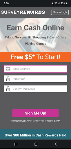 Android application Survey Rewards Cash Surveys screenshort