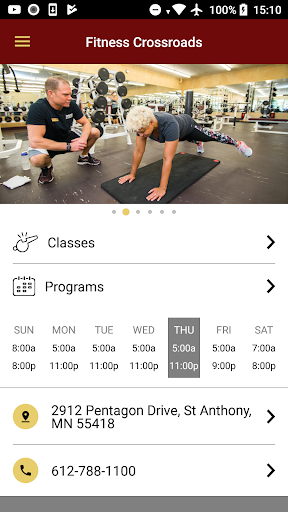 Android application Fitness Crossroad Mobile screenshort