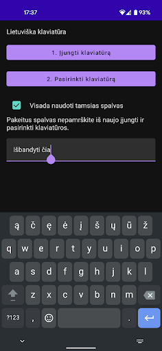Android application Lietuviška klaviatūra screenshort