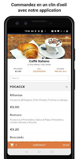 Android application Caffé Italiano screenshort