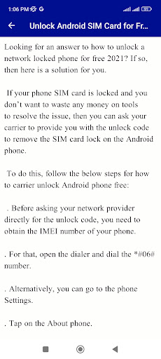 Device sim unlock codes guide Screen 3