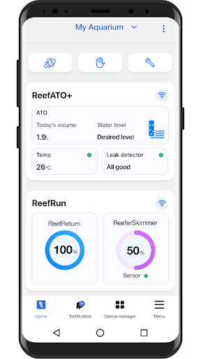 Android application ReefBeat screenshort