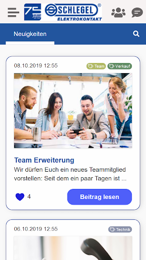 SCHLEGEL-Mitarbeiter-App Screen 2