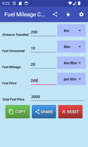 Fuel Calculator Screen 3