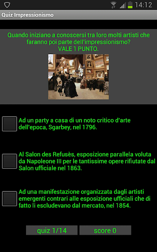 Android application Impressionismo Quiz Arte screenshort