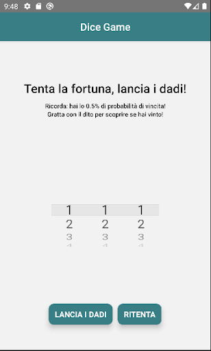 Android application Gratta e Vinci Dice Game screenshort