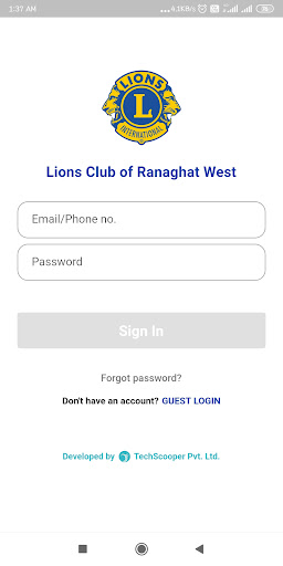 Android application Lions Club of Ranaghat West screenshort