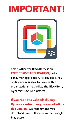 Android application Smart Office for BlackBerry screenshort