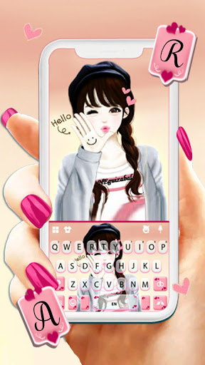 Android application Wink Cute Girl Keyboard Backgr screenshort