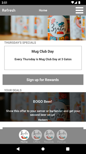 Android application 3 Gatos Brewery screenshort