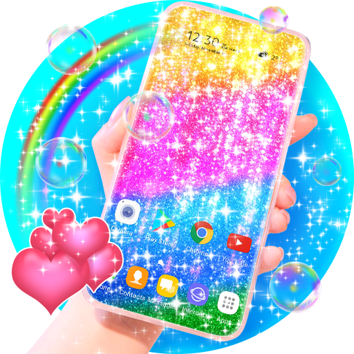 Rainbow Glitter Keyboard + Live Wallpaper