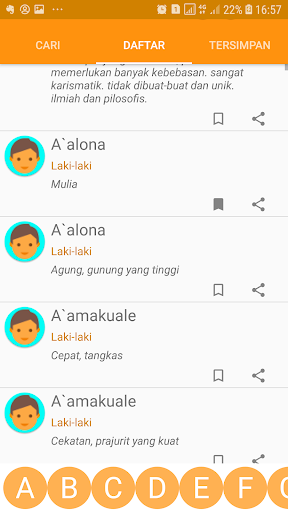 Nama Bayi 70 ribu nama Screen 3