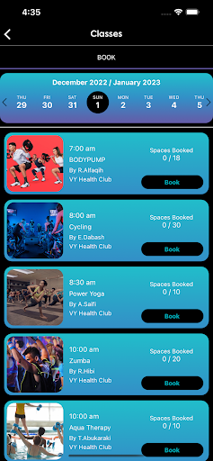 Vy Health Club Screen 2