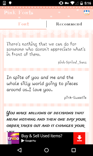 Pink Fonts Screen 2