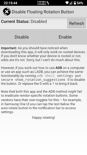 Disable Rotation Button [ROOT] Screen 2