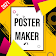 Poster maker with photo and text icon