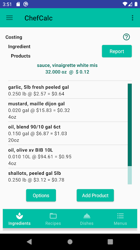 Chef Calc : Control Your Costs Screen 3