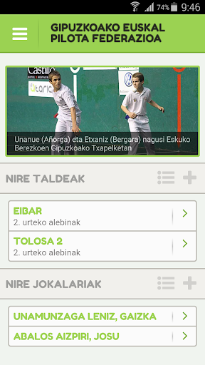 Android application Gipuzkoako Pilota Federazioa screenshort