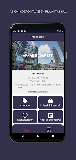 Android application Arkad Budapest screenshort
