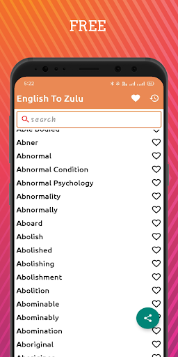 Android application English To Zulu Dictionary Off screenshort
