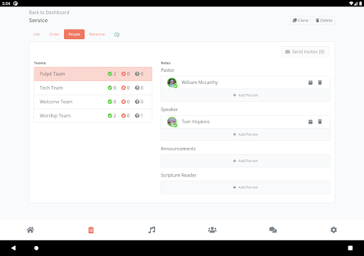 Screenshot of Planning by WorshipTools