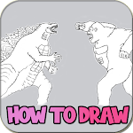 Cover Image of Herunterladen How To Draw Godzilla | Kong Step by Step 2021 11 APK