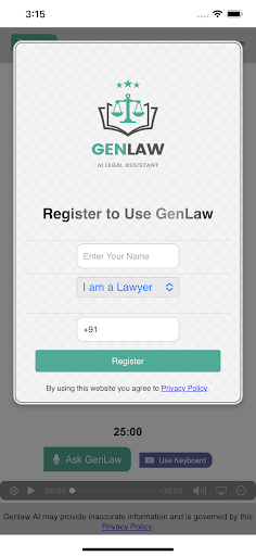 Android application GenLaw - Your Legal Assistant screenshort