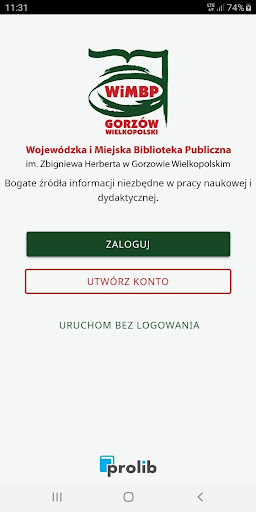 Android application WiMBP Gorzów - mPROLIB screenshort