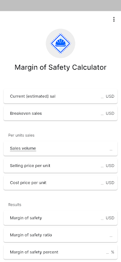 Android application Margin of Safety Calculator screenshort