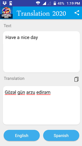 Azerbaijani English Translator Screen 2