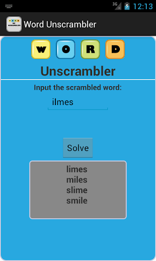 Android application Word Unscrambler screenshort