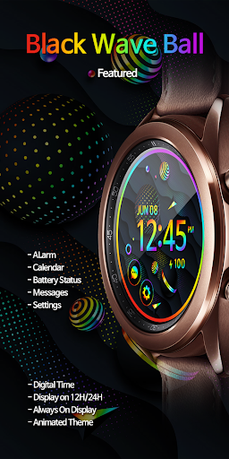 Black Wave Ball_Watchface Screen 2