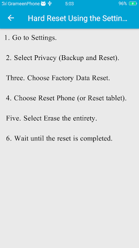 Samsung Factory Reset Guide Screen 2