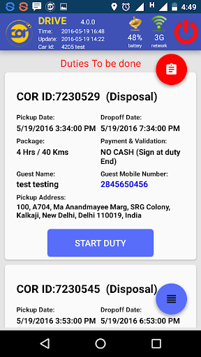 COR- Chauffeur and Vendor App Screen 2