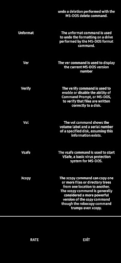 MS-DOS Commands List Screen 3
