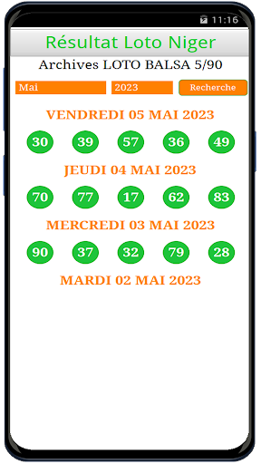 Résultat LOTO BALSA 5/90 Niger Screen 3