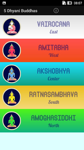 Android application Five Dhyani Buddhas screenshort