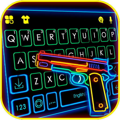 Neon Colorful Gun Keyboard The logo