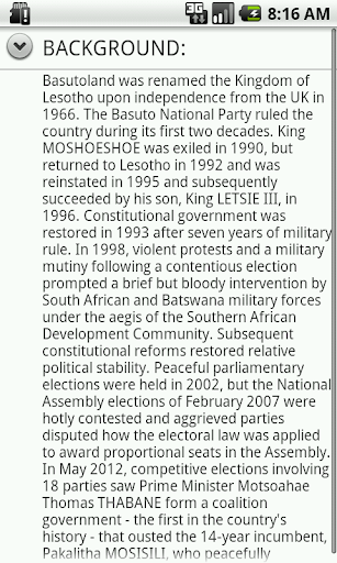 Android application Lesotho Facts screenshort