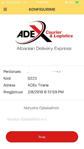 Android application Adex Couriers screenshort