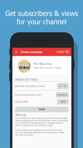 Android application USub - Sub4Sub Get subscribers screenshort